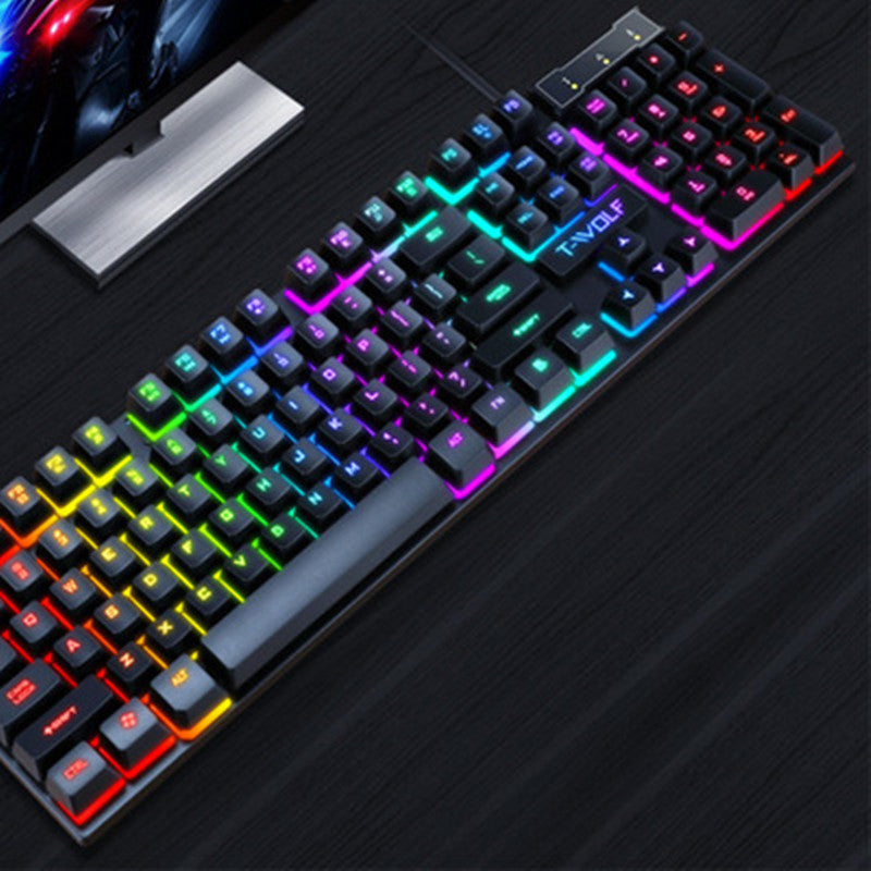 Gaming Usb Luminous Wired Keyboard Floating Manipulator 