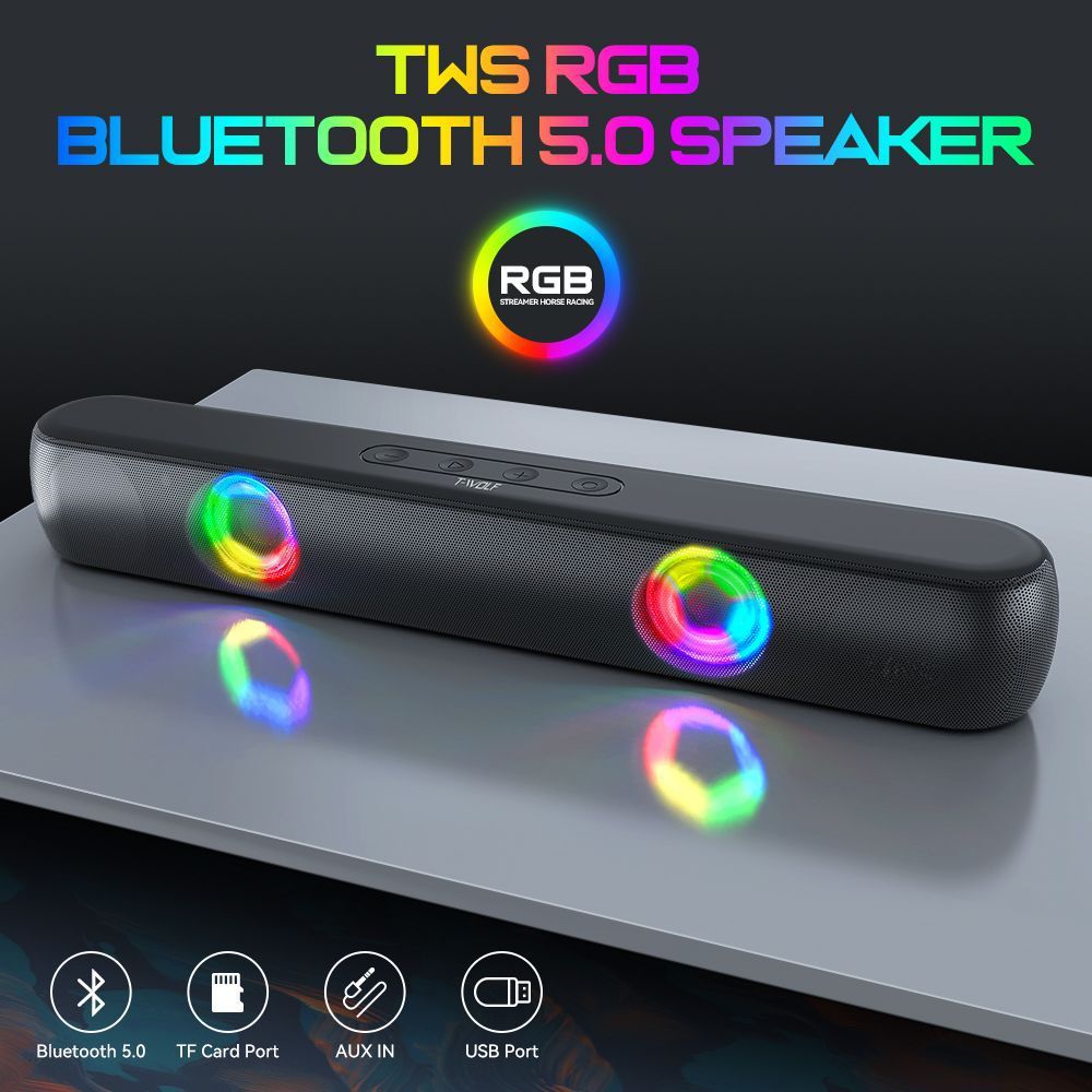 Wireless Bluetooth Speaker RGB Luminous Desktop Strip Loudspeaker