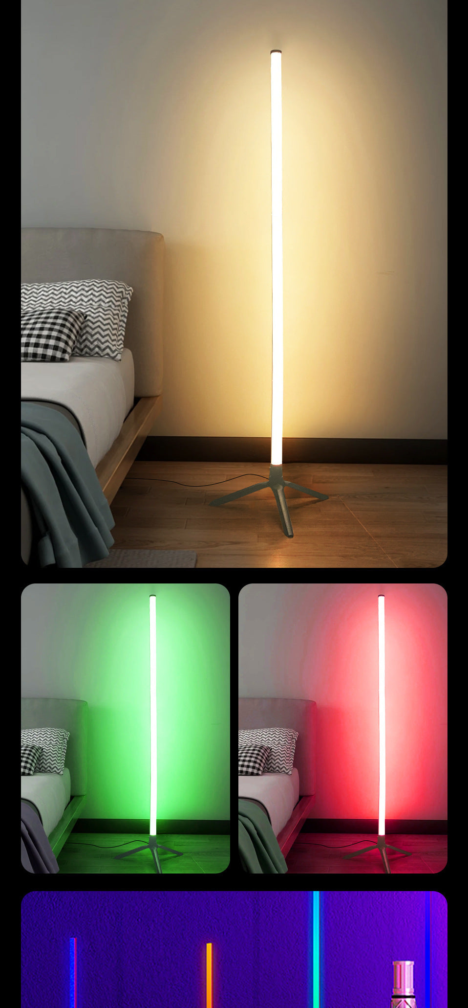 LED Corner Ambience Light Split Floor Bedroom Decoration RGB Remote Control Floor Lamp