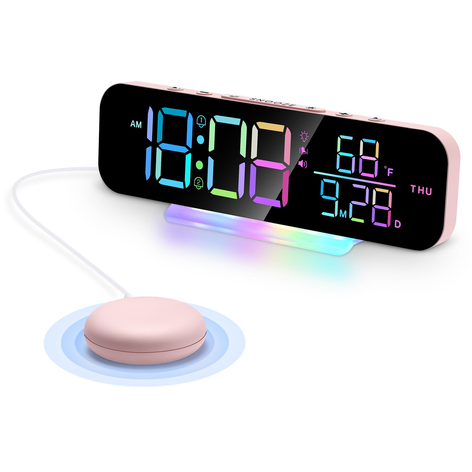 LED Digital RGB Magic Color Desk Clock With Vibration