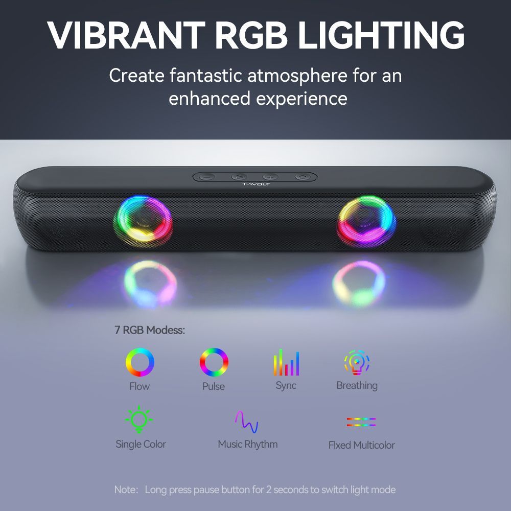 Wireless Bluetooth Speaker RGB Luminous Desktop Strip Loudspeaker