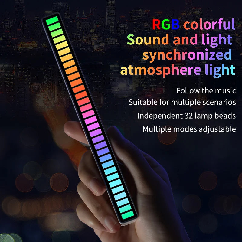 Led Sound Control Light Bar RGB Music USB Adjustabl Automotivo Strip For Automobiles Family Party