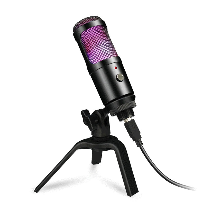 Computer Desktop RGB Lamp Condenser Metal Microphone