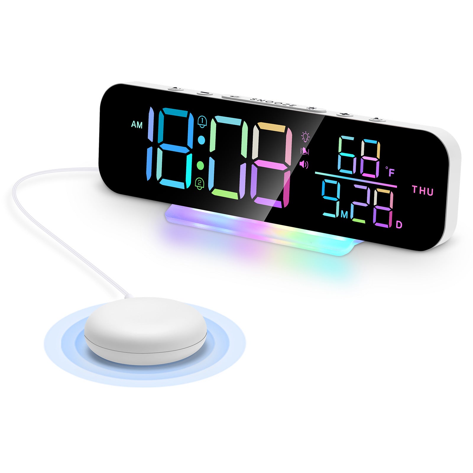 LED Digital RGB Magic Color Desk Clock With Vibration